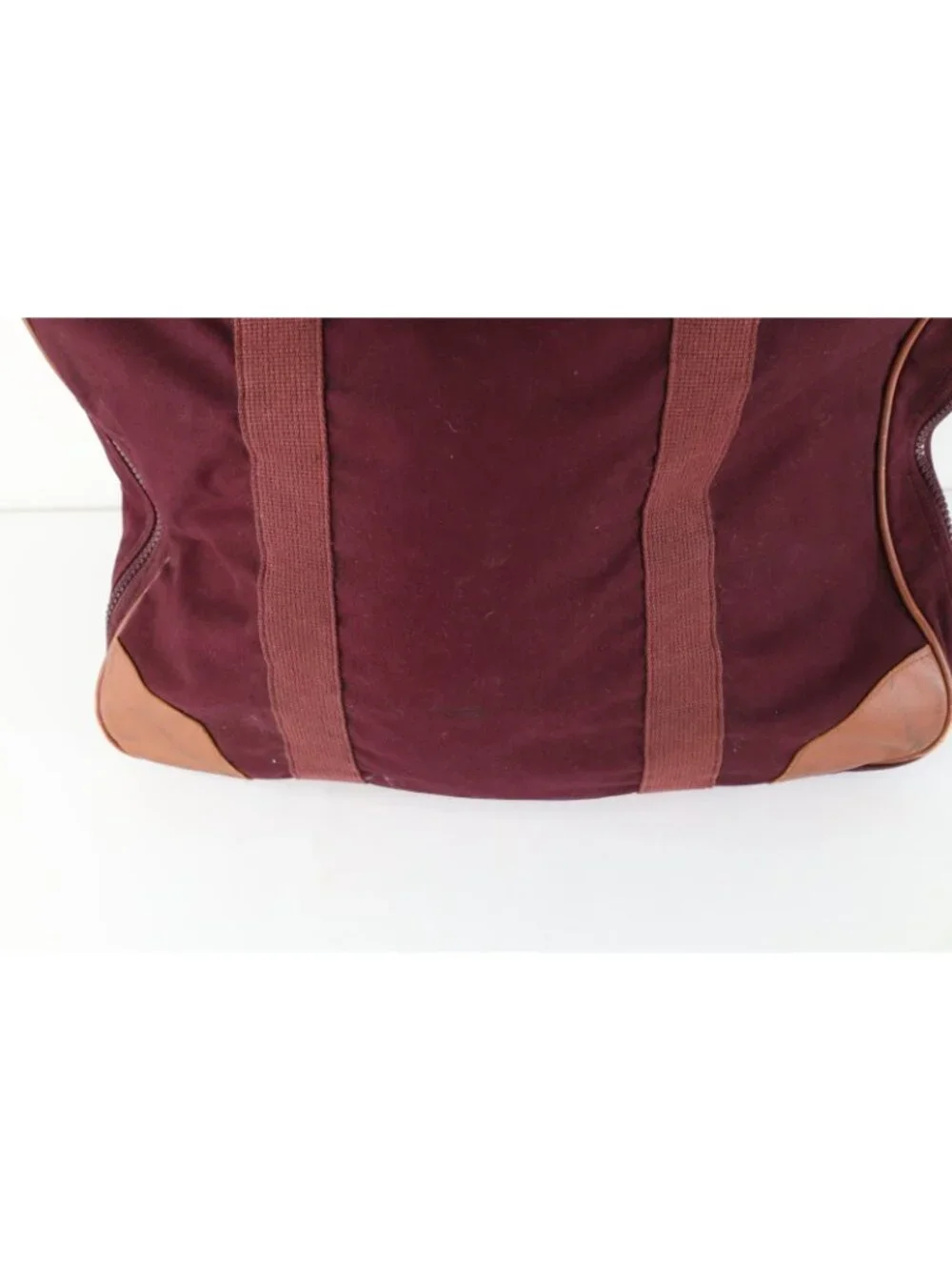 Vintage 90s Lands End Deluxe Square Rigger Distressed Canvas Leather Bag Red USA